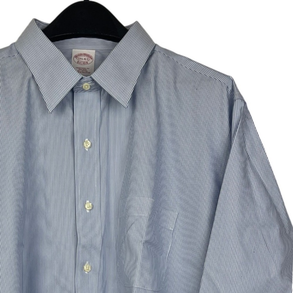 Brooks Brothers Cotton NON IRON Striped Button Up Shirt Mens 17.5 34/35 (2XL)